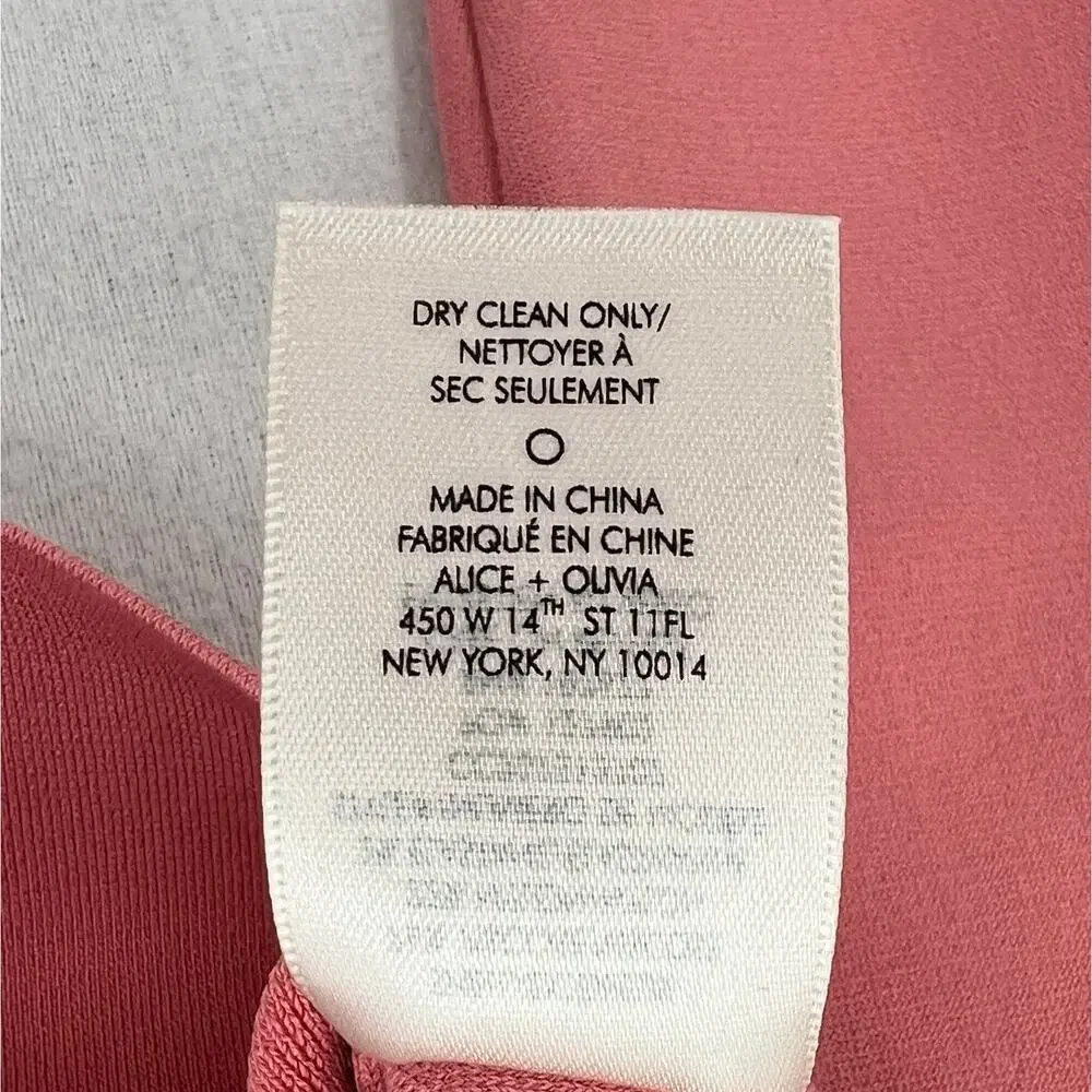 ALICE AND OLIVIA Sharee Top Womens Medium Pink Tie Knit Crop V Neck Long Sleeve